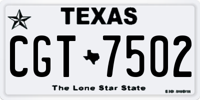 TX license plate CGT7502