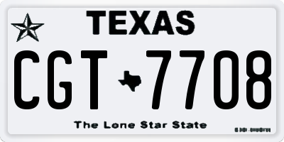 TX license plate CGT7708