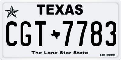TX license plate CGT7783