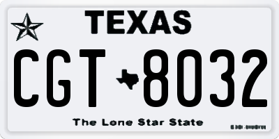 TX license plate CGT8032