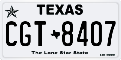 TX license plate CGT8407