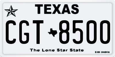 TX license plate CGT8500