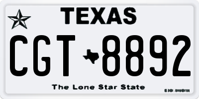 TX license plate CGT8892