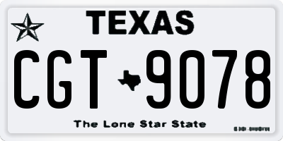 TX license plate CGT9078