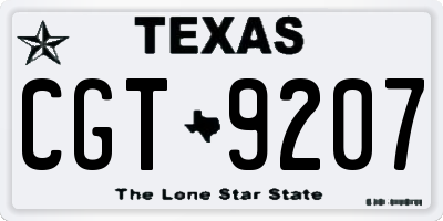 TX license plate CGT9207