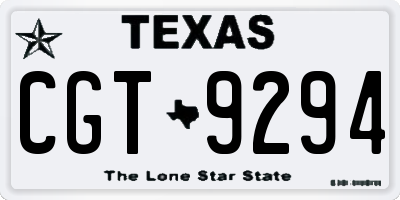 TX license plate CGT9294