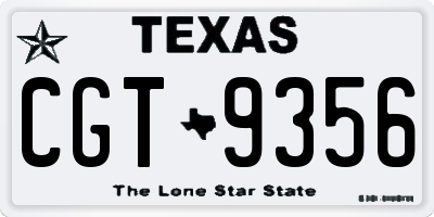 TX license plate CGT9356