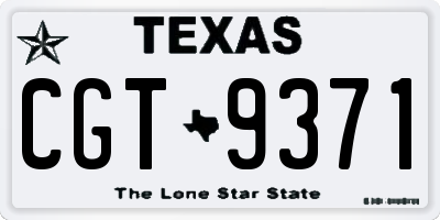 TX license plate CGT9371