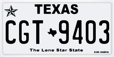 TX license plate CGT9403