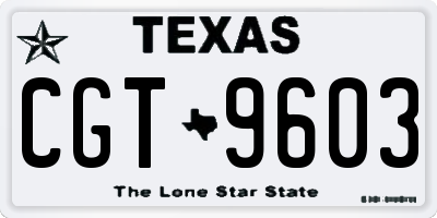 TX license plate CGT9603