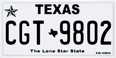 TX license plate CGT9802