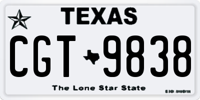 TX license plate CGT9838