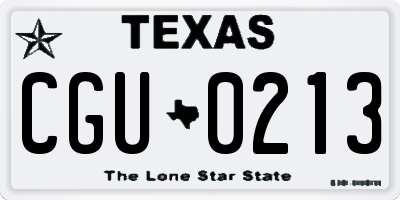 TX license plate CGU0213