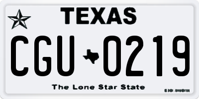 TX license plate CGU0219