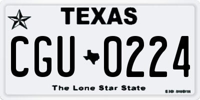 TX license plate CGU0224