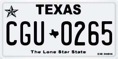 TX license plate CGU0265
