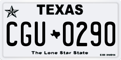 TX license plate CGU0290