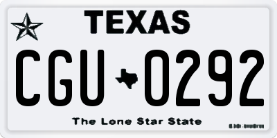 TX license plate CGU0292