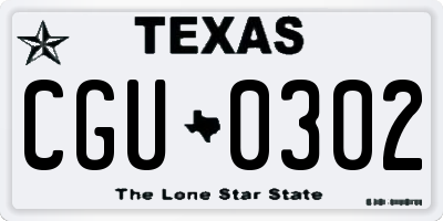 TX license plate CGU0302