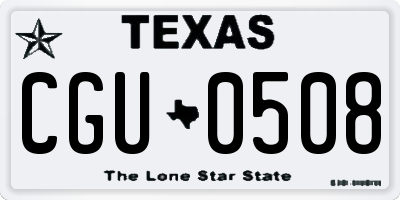 TX license plate CGU0508