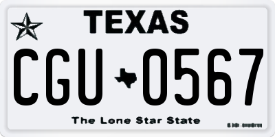 TX license plate CGU0567