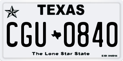 TX license plate CGU0840