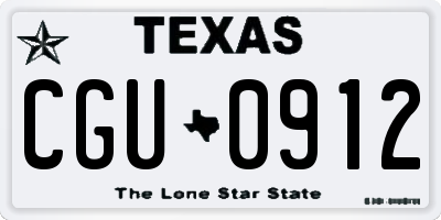 TX license plate CGU0912
