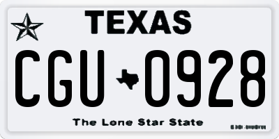 TX license plate CGU0928