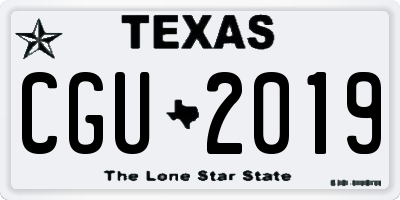 TX license plate CGU2019