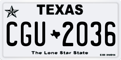 TX license plate CGU2036