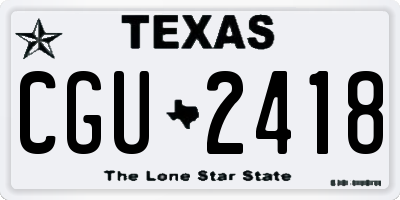 TX license plate CGU2418