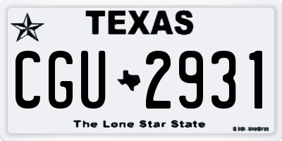 TX license plate CGU2931