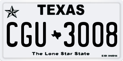 TX license plate CGU3008
