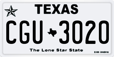 TX license plate CGU3020