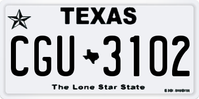 TX license plate CGU3102