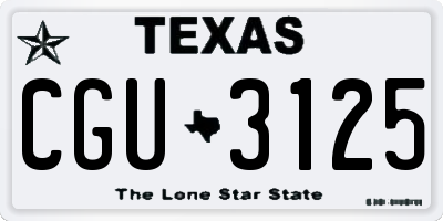TX license plate CGU3125