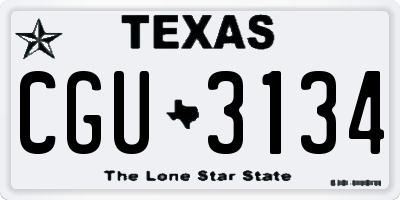 TX license plate CGU3134