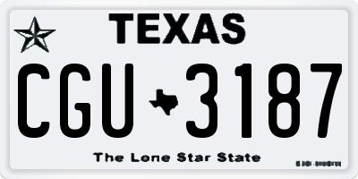 TX license plate CGU3187
