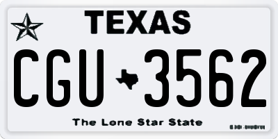 TX license plate CGU3562