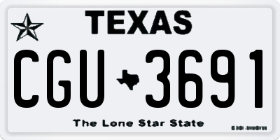 TX license plate CGU3691