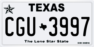 TX license plate CGU3997