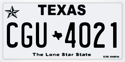 TX license plate CGU4021