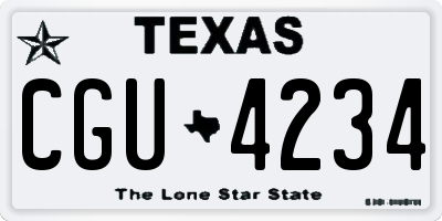 TX license plate CGU4234