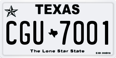 TX license plate CGU7001