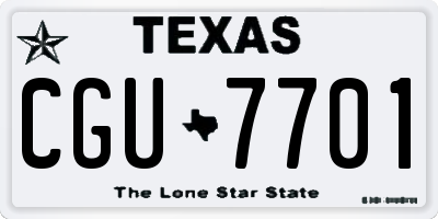 TX license plate CGU7701