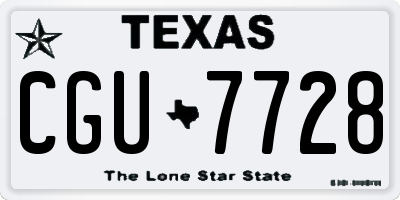TX license plate CGU7728