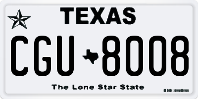 TX license plate CGU8008