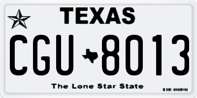 TX license plate CGU8013