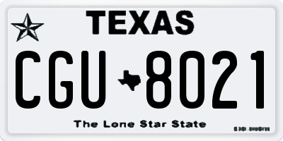TX license plate CGU8021
