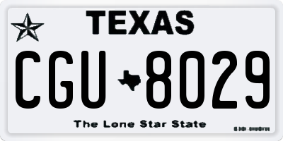 TX license plate CGU8029